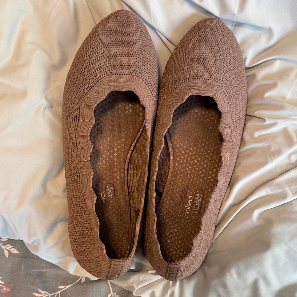 Skechers Brown Knit Slip-On Ballet Flats